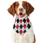 Red Black And White Argyle Pattern Print Dog Bandana