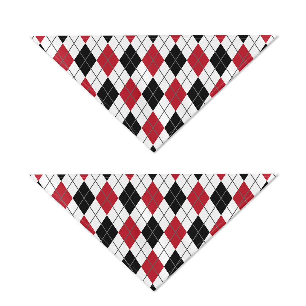 Red Black And White Argyle Pattern Print Dog Bandana
