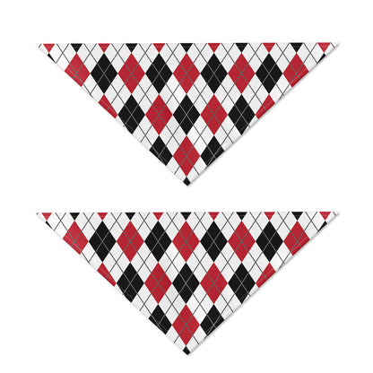 Red Black And White Argyle Pattern Print Dog Bandana
