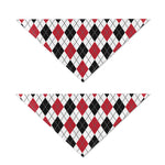 Red Black And White Argyle Pattern Print Dog Bandana
