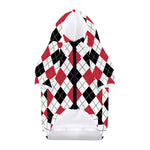 Red Black And White Argyle Pattern Print Dog Zip Up Hoodie