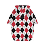 Red Black And White Argyle Pattern Print Dog Zip Up Hoodie