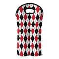 Red Black And White Argyle Pattern Print Double Neoprene Wine Tote