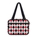 Red Black And White Argyle Pattern Print Double Strap Bible Bag