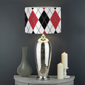 Red Black And White Argyle Pattern Print Drum Lamp Shade