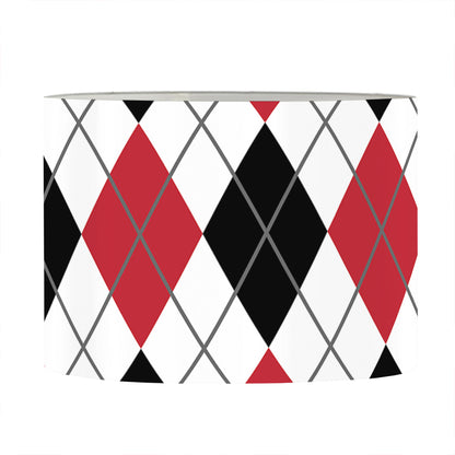 Red Black And White Argyle Pattern Print Drum Lamp Shade