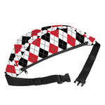 Red Black And White Argyle Pattern Print Fanny Pack
