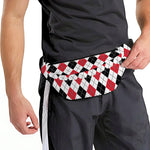 Red Black And White Argyle Pattern Print Fanny Pack