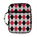 Red Black And White Argyle Pattern Print Front Pocket Bible Bag