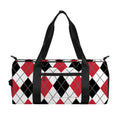 Red Black And White Argyle Pattern Print Gym Bag