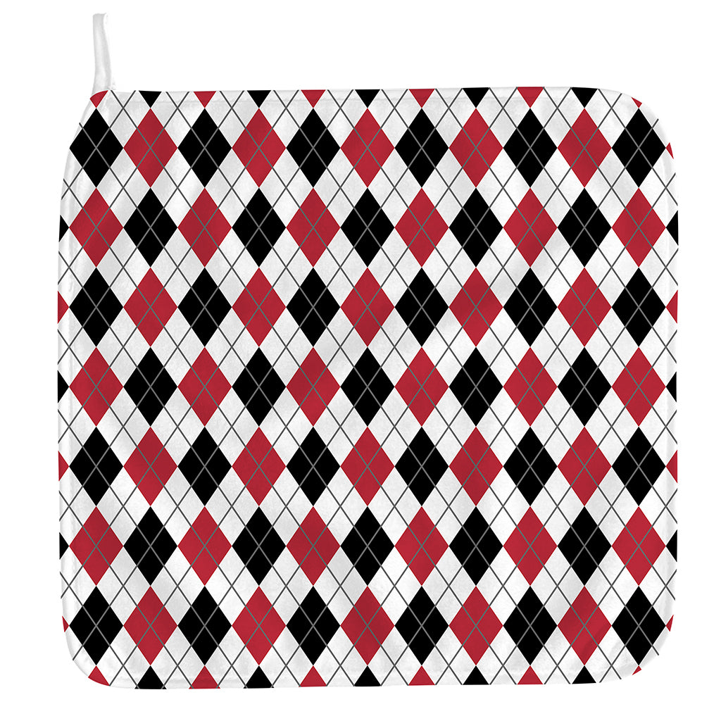 Red Black And White Argyle Pattern Print Hand Towel