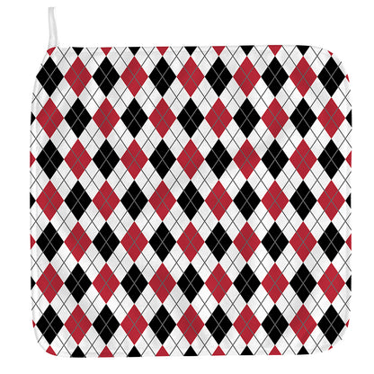 Red Black And White Argyle Pattern Print Hand Towel