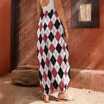 Red Black And White Argyle Pattern Print Harem Pants