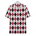 Red Black And White Argyle Pattern Print Hawaiian Shirt