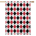 Red Black And White Argyle Pattern Print House Flag