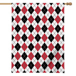 Red Black And White Argyle Pattern Print House Flag