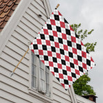 Red Black And White Argyle Pattern Print House Flag