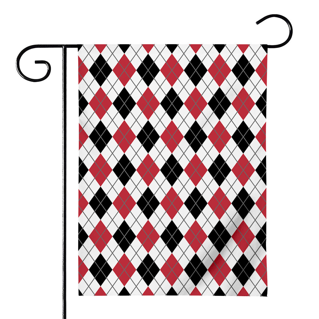 Red Black And White Argyle Pattern Print House Flag