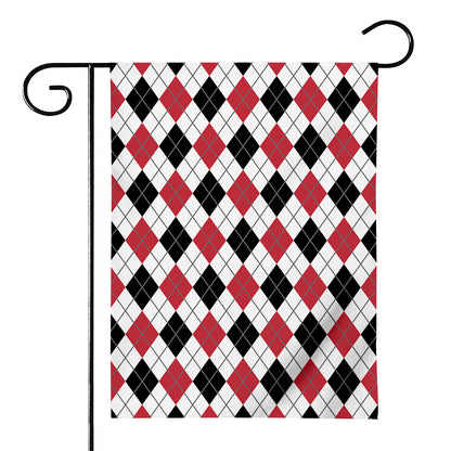 Red Black And White Argyle Pattern Print House Flag