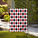 Red Black And White Argyle Pattern Print House Flag
