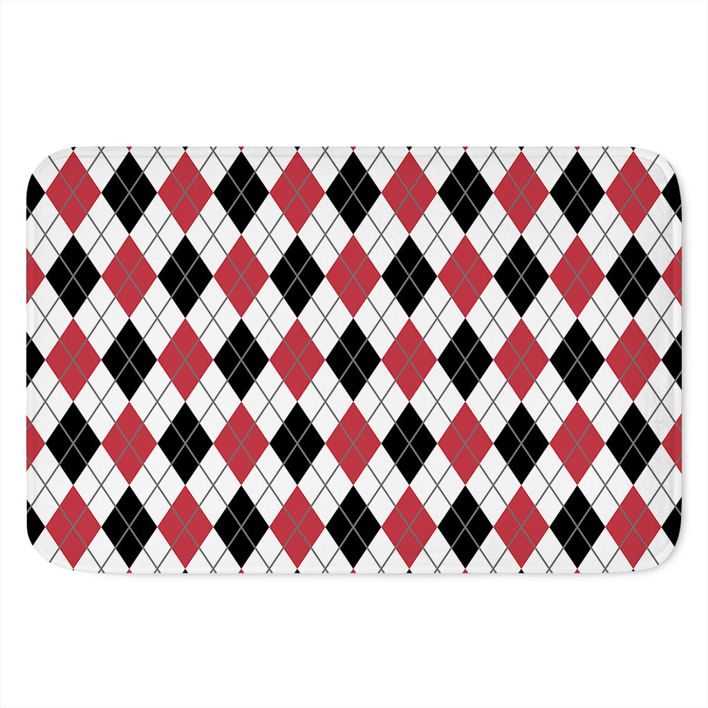 Red Black And White Argyle Pattern Print Indoor Door Mat