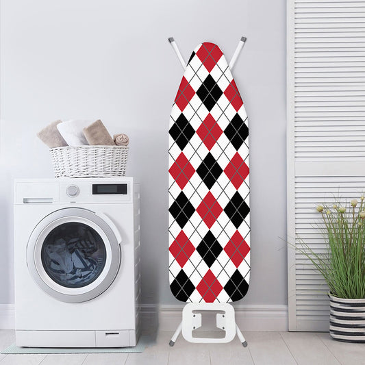 Red Black And White Argyle Pattern Print Ironing Board Cover