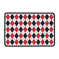 Red Black And White Argyle Pattern Print Kitchen Mat