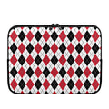 Red Black And White Argyle Pattern Print Laptop Sleeve