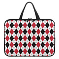 Red Black And White Argyle Pattern Print Laptop Sleeve With Handle