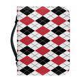 Red Black And White Argyle Pattern Print Leather Bible Cover