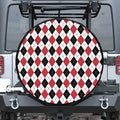 Red Black And White Argyle Pattern Print Leather Spare Tire Cover