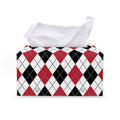 Red Black And White Argyle Pattern Print Leather Tissue Box Cover