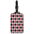 Red Black And White Argyle Pattern Print Luggage Tag