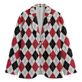Red Black And White Argyle Pattern Print Men's Blazer