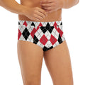Red Black And White Argyle Pattern Print Men's Briefs