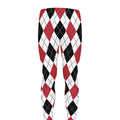 Red Black And White Argyle Pattern Print Men's Leggings