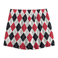 Red Black And White Argyle Pattern Print Mesh Shorts