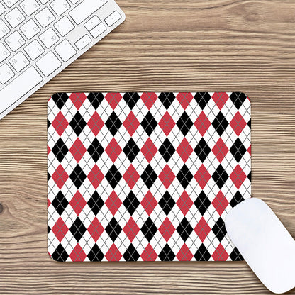 Red Black And White Argyle Pattern Print Mouse Pad