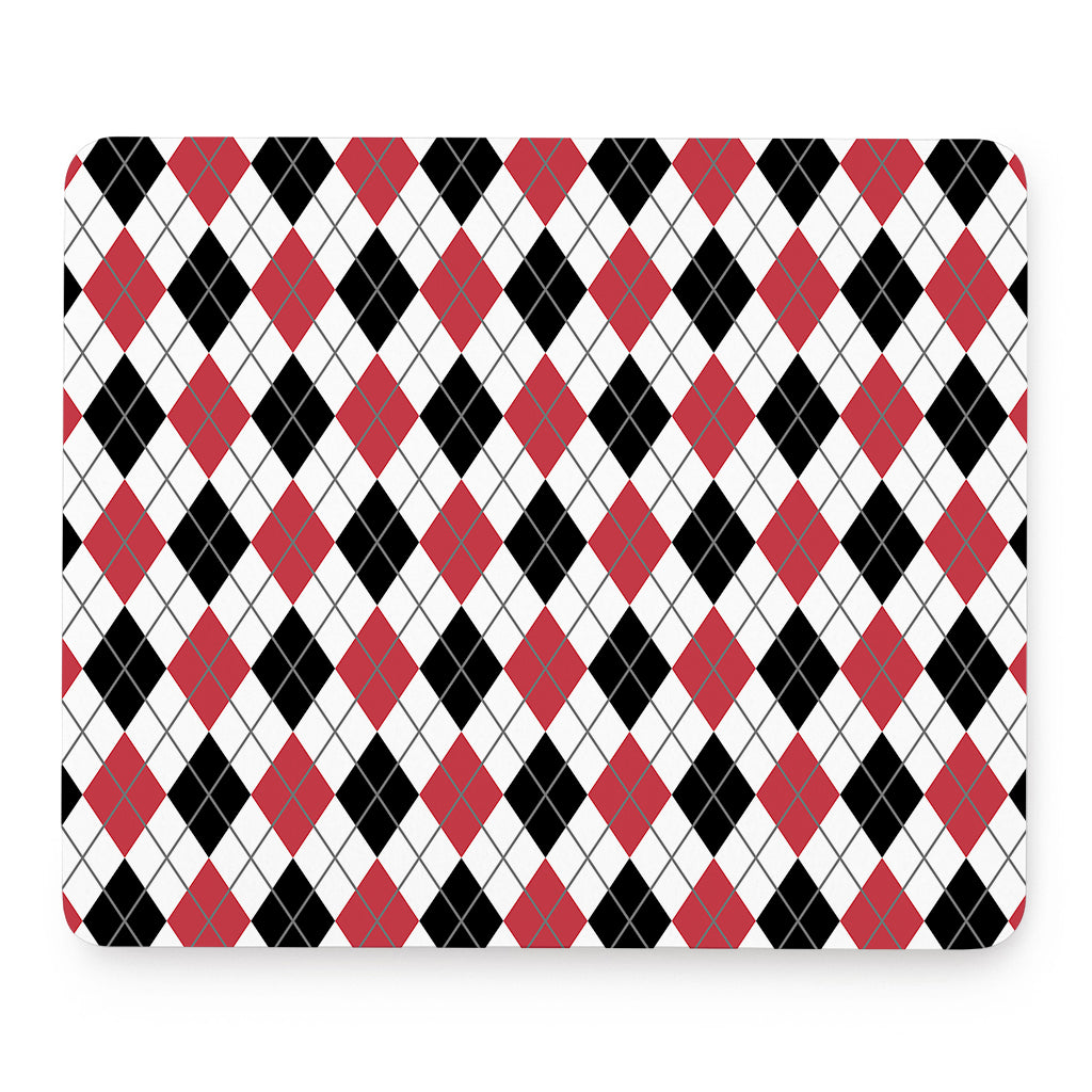 Red Black And White Argyle Pattern Print Mouse Pad