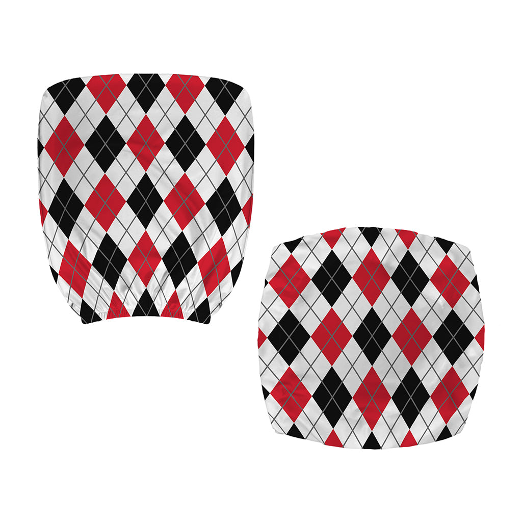 Red Black And White Argyle Pattern Print Office Chair Cover