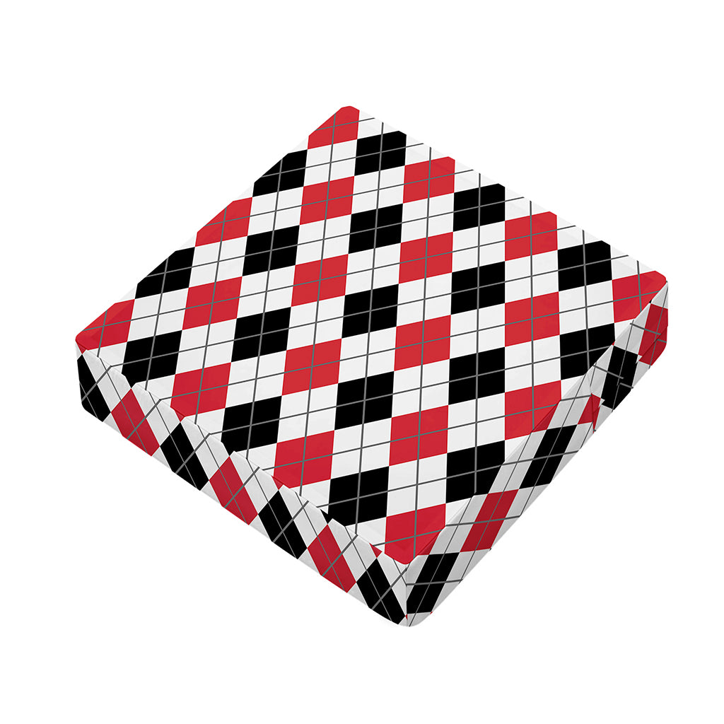 Red Black And White Argyle Pattern Print Outdoor Seat Cushion Cover