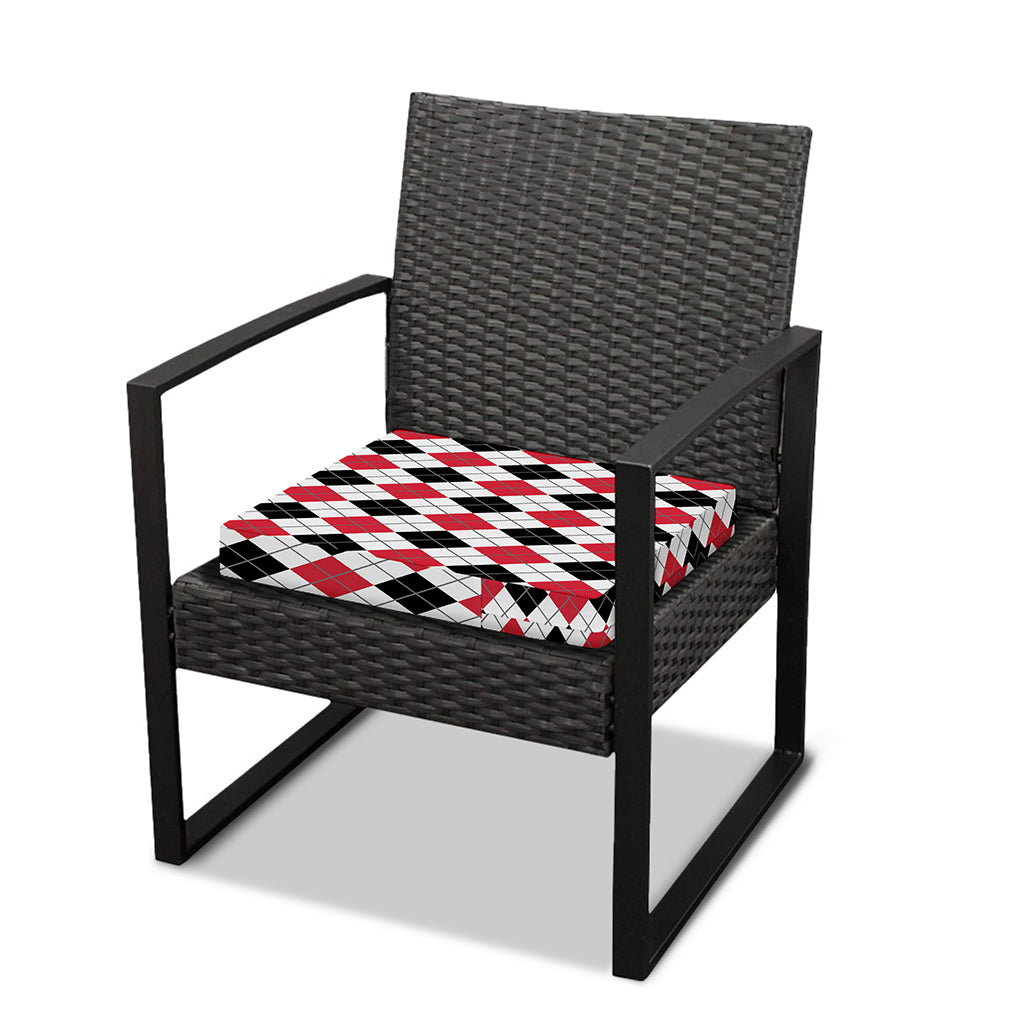 Red Black And White Argyle Pattern Print Outdoor Seat Cushion Cover