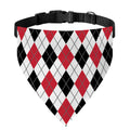 Red Black And White Argyle Pattern Print Over The Collar Dog Bandana
