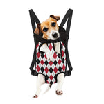 Red Black And White Argyle Pattern Print Pet Carrier Backpack