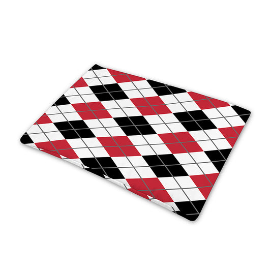 Red Black And White Argyle Pattern Print Pet Cooling Mat Cover