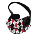 Red Black And White Argyle Pattern Print Pet Sling Carrier