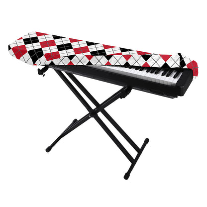 Red Black And White Argyle Pattern Print Piano Keyboard Cover