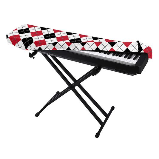 Red Black And White Argyle Pattern Print Piano Keyboard Cover