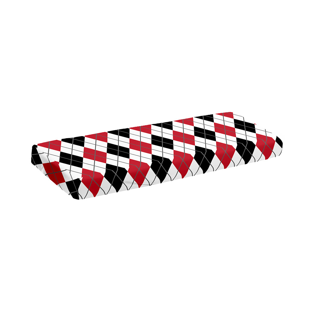 Red Black And White Argyle Pattern Print Piano Keyboard Cover