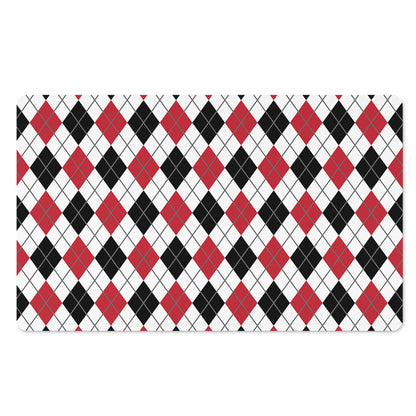 Red Black And White Argyle Pattern Print Polyester Doormat